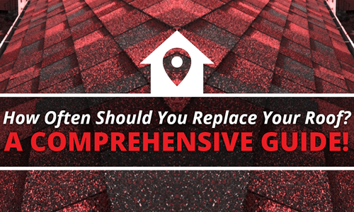Red and Black shingles with How Often Should You Replace Your Roof? A Comprehensive Guide! text