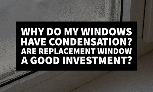 Black and white image of window and text: Why Do My Windows Have Condensation? Are Replacement Window a Good Investment?