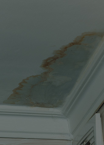 Water stains on interior roof ceiling