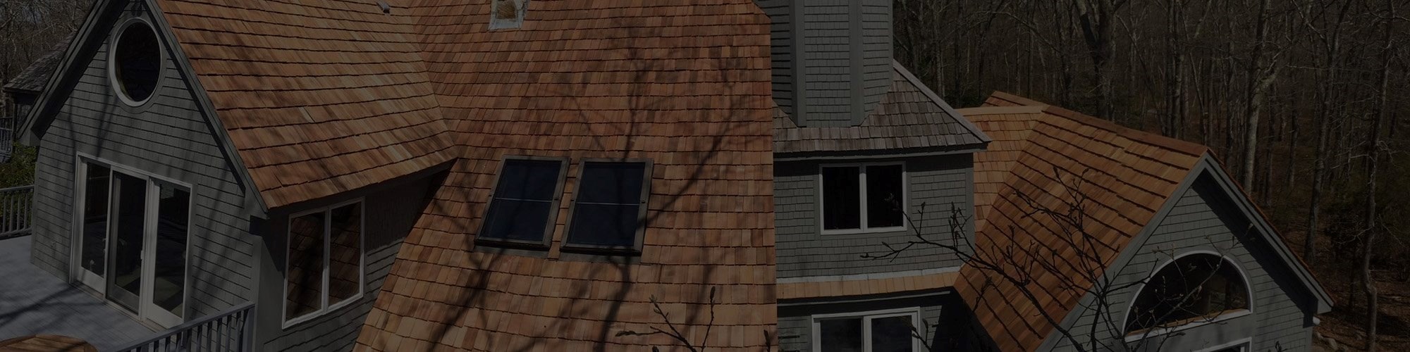 Cedar wood roofing shingles installed on a new home in New Bedford, Massachusetts
