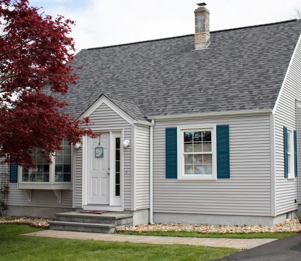 New roof shingles on one-story home in Framingham, MA