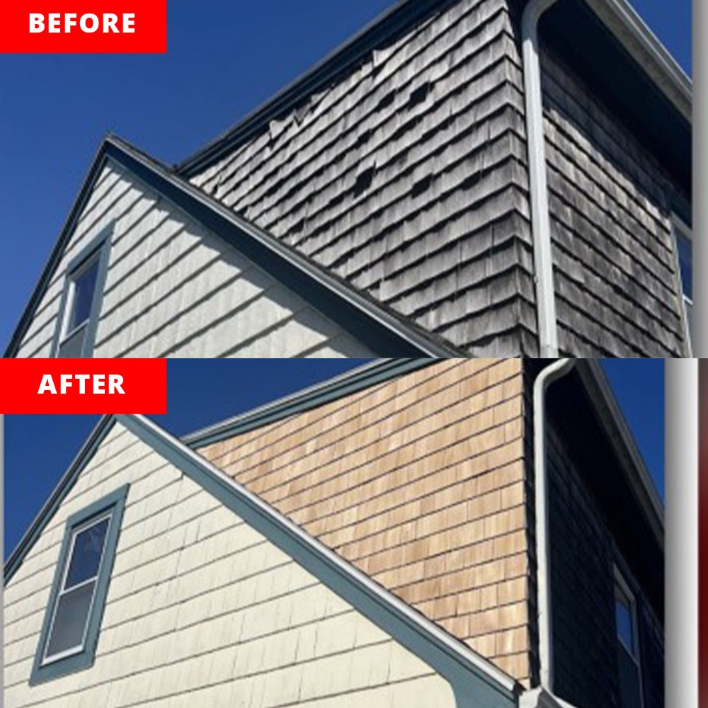 before and after of a roof repair in massachusetts & rhode island