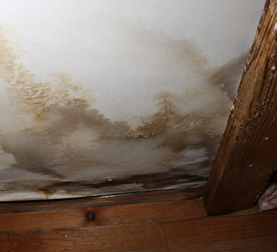 Roof leak causing water damage